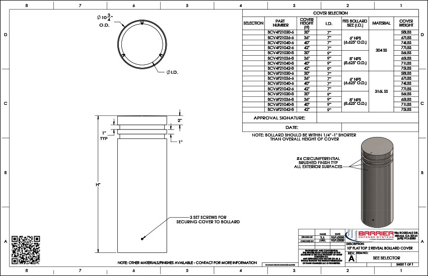 10in. Flat Top 2 Reveal Bollard Cover