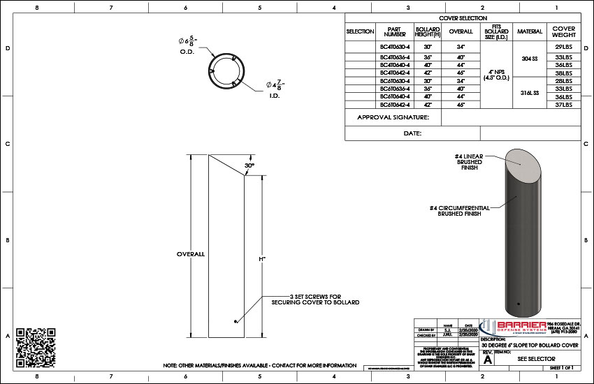 30 Degree 6in. Slope Top Bollard Cover
