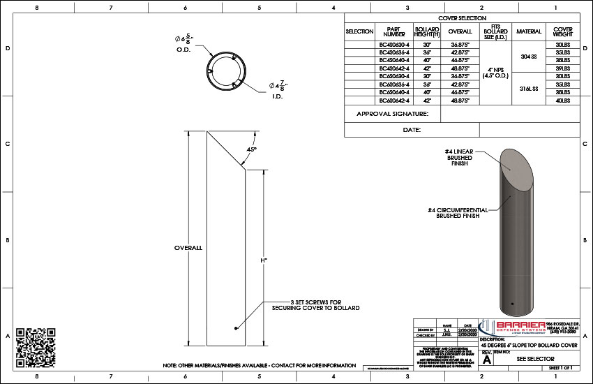 45 Degree 6in. Slope Top Bollard Cover