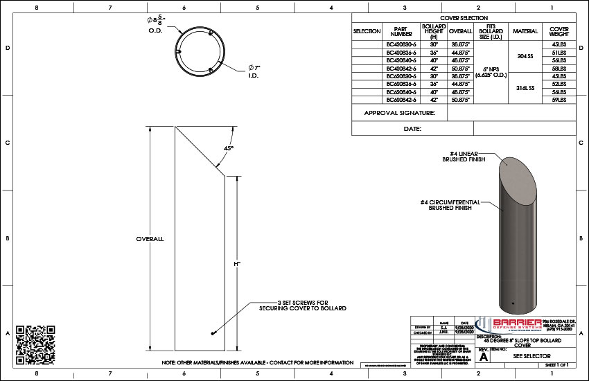 45 Degree 8in. Slope Top Bollard Cover