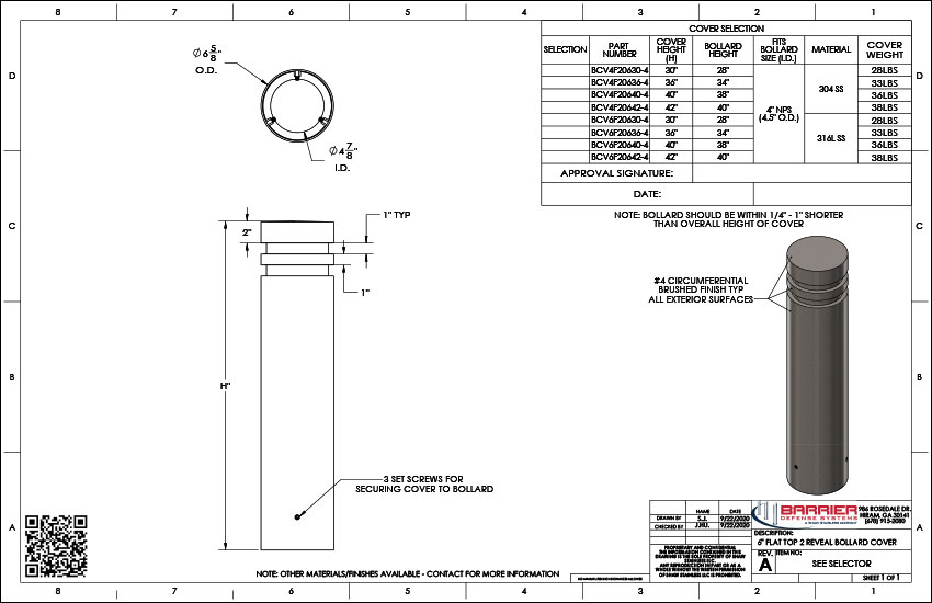 6in. Flat Top 2 Reveal Bollard Cover