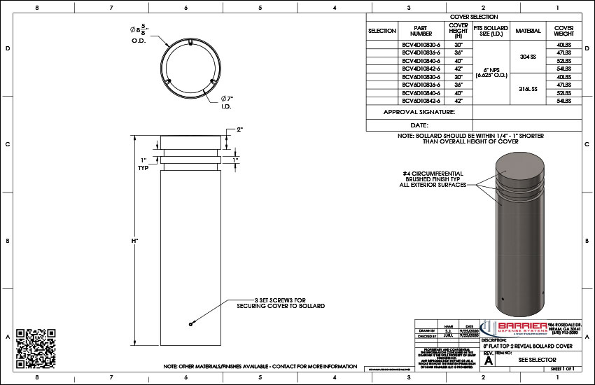8in. Flat Top 2 Reveal Bollard Cover