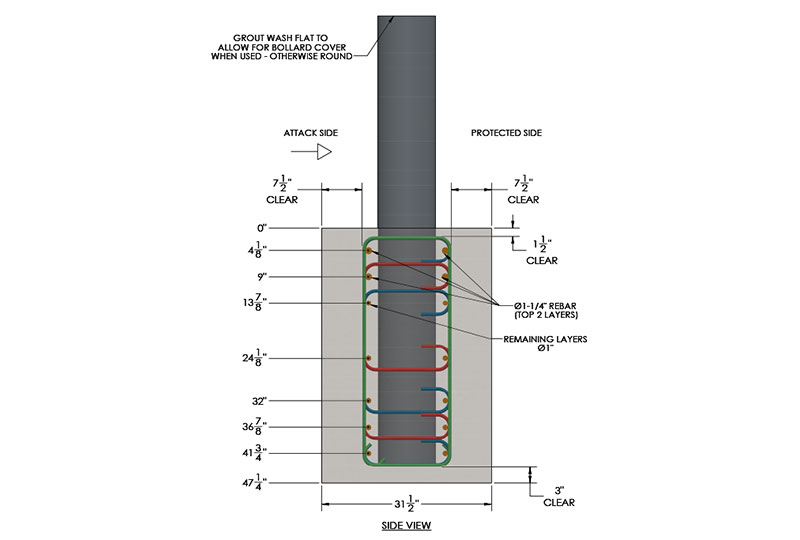 DOS K12 (DS22) Crash Rated Fixed Bollards (15,000lbs at 50mph)  BIM Files